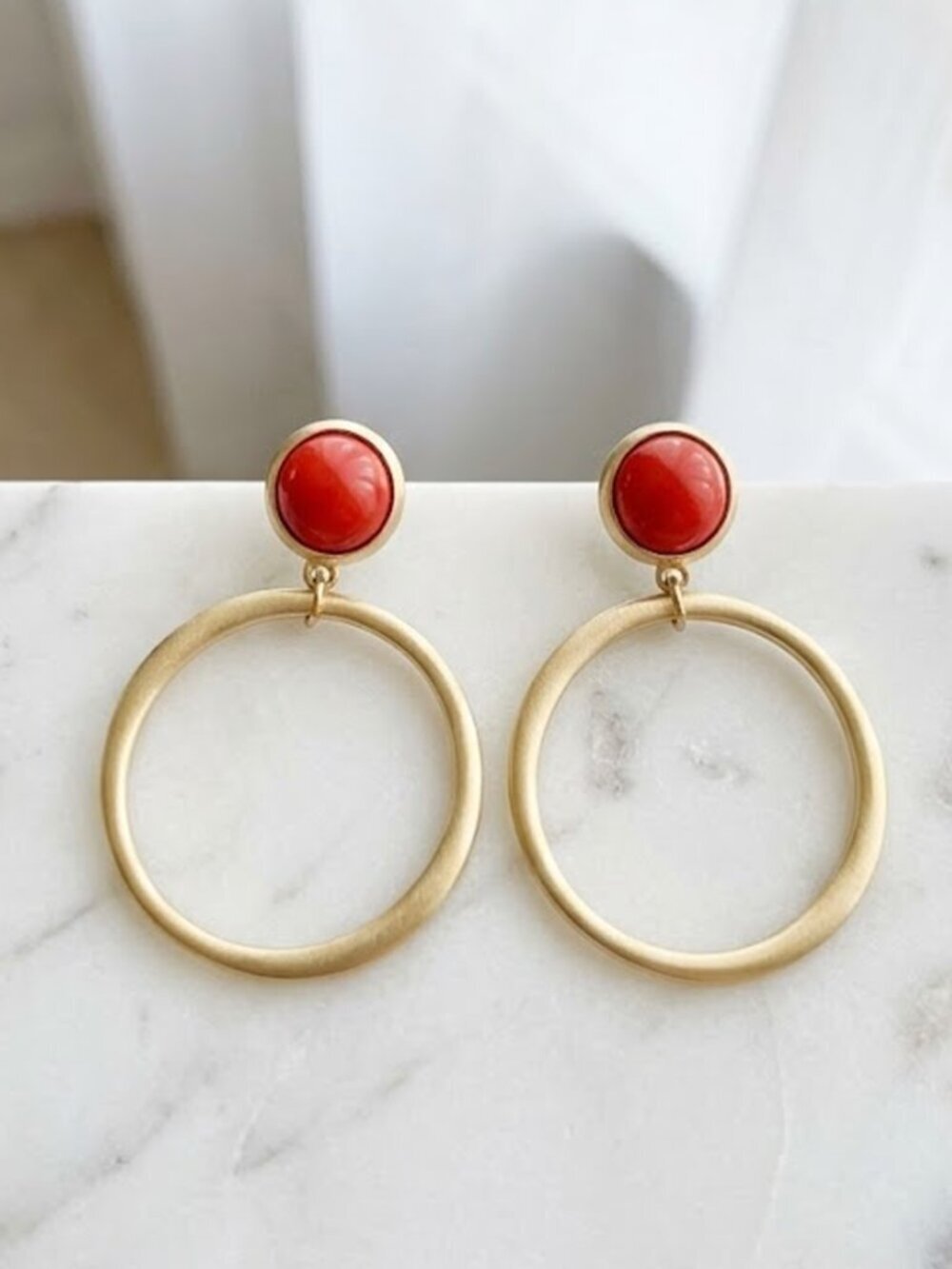 Brown Gold Circle Hoop Earrings
